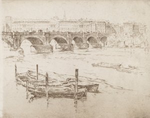 Waterloo Bridge og Somerset House, 1905. av Joseph Pennell
