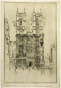 Vestfronten, Westminster Abbey av Joseph Pennell