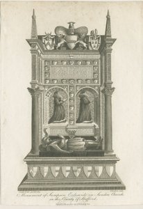Sandon Church - Sampson Erdeswickes grav: gravering av Joseph Potter