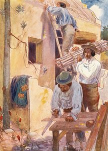 Huguenots Building their Homesteads (farge litho)