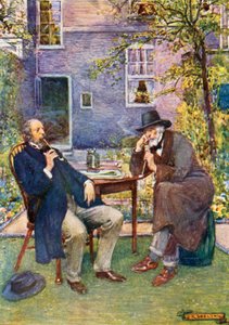 Carlyle (til høyre) og Tennyson snakker og røyker av Joseph Ratcliffe Skelton