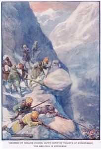 Knust av rullende steiner, meid ned av salver av muskettskudd, falt mennene i hundrevis av Joseph Ratcliffe Skelton