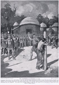 The Scourging of Boadicea, illustrasjon fra 'Hutchinson's History of the Nations', ca. 1910 av Joseph Ratcliffe Skelton