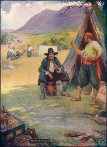 Der nå den store byen Cape Town står, setter de opp teltene og hyttene sine, c1908, c1920. av Joseph Ratcliffe Skelton