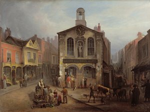 The Old Moot Hall, Leeds, ca. 1825 (olje på lerret) av Joseph Rhodes