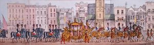 Panoramarepresentasjon av dronning Victorias kongelige fremgang gjennom City of London 9. november 1837 (litho) (detalj) av Joseph Robins