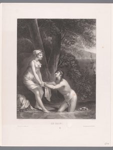 Daphnis og Chloe bader Le Bain (tittel på objekt) av Joseph Rose Lemercier