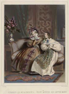 Kvinnene. Fasjonable galleri, ca. 1830: Hvor han elsker meg!!! (...) av Joseph Rose Lemercier
