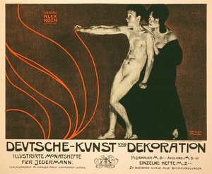 Reproduksjon av en plakat som reklamerer for Deutsche Kunst und Dekoration, en månedlig illustrert anmeldelse for alle, 1898