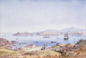 Korfu fra øya Vidho, 1789 (wc) av Joseph Schranz