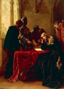 Abdikasjon av Mary Queen of Scots i Loch Leven Castle, ca. 1850 (olje på lerret)