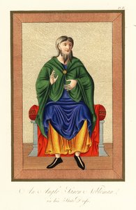Nobil anglo-saxon în rochia sa de stat, secolul al VIII-lea, 1845 (gravură) norvegian av Joseph Strutt
