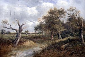 Landskap med døende tre (olje på lerret)