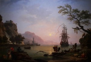Utsikt over en havn om morgenen (morgen) av Claude Joseph Vernet
