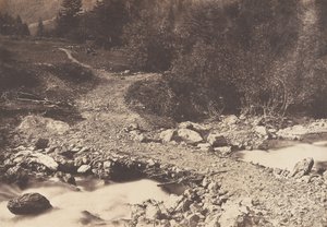 Skiferbro tatt på vei tilbake fra Parisians-fossen, Luchon, 1853. av Joseph Vigier