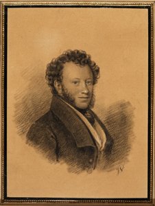 Portrett av forfatteren Alexander S. Pushkin 1799-1837, 1827