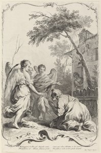 Abraham kneler foran de tre englene av Joseph Wagner