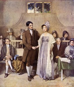 Et Quaker-bryllup, kjærlighet og lojalitet (litho-farge)