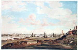 Utsikt over Philadelphia og Schuylkill-elven, ca. 1816 (akvarell på papir) av Joseph Watson