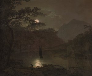 En innsjø ved måneskinn av Joseph Wright of Derby
