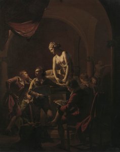 Academy av Lamplight av Joseph Wright of Derby