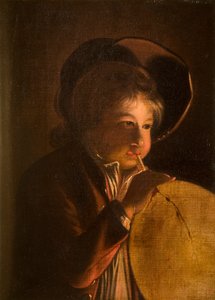 Gutt som blåser blære i stearinlys av Joseph Wright of Derby