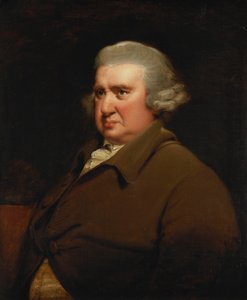 Portrett av Erasmus Darwin, halv lengde, i en buff coat og hvit skjorte, av Joseph Wright of Derby