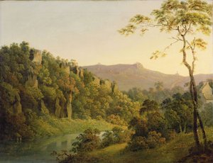 View in Matlock Dale, Looking Towards Black Rock Escarpment, ca. 1780-5 (olje på lerret) av Joseph Wright of Derby