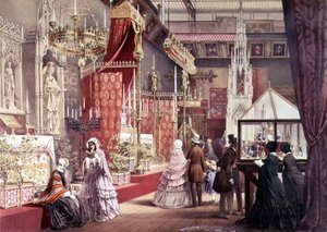 Flott utstilling: Middelalderdomstol, designet av Pugin, 1851 (se også 205263) av Joseph after Nash