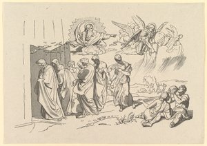 Gud kaller Noah og hans familie inn i arken, 1827.