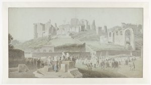 En prosesjon ved foten av Palatinerhøyden i Roma av Josephus Augustus Knip