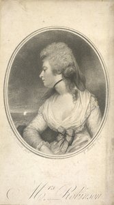 Fru Robinson. Mary Robinson, født Darby, kjent som Perdita (1758-1800). Engelsk skuespillerinne, poet og romanforfatter. Første offentlige elskerinne til kong George IV mens han fortsatt var prins av Wales. Portrett, etter Sir Joshua Reynolds.