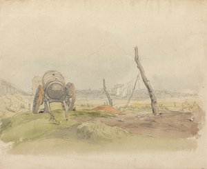 Landskap med vannvogn og klessnor av Joshua Cristall