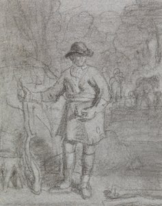 Studie av en mann som holder en pinne av Joshua Cristall