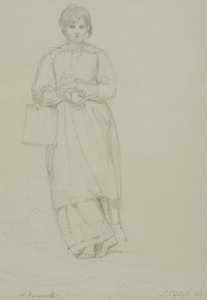 Young Girl Holding Milk Can, 1831 (grafitt på vevd papir)
