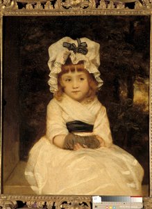 Portrett av Penelope Boothby En liten jente ser avslørende ut sitter veldig klokt. Maleri av Joshua Reynolds (1723-1792), privat samling rundt 1788 av Joshua Reynolds