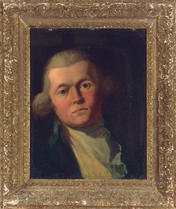 Portrett av en herre, bystlang, i blå frakk og gul vest av Joshua Reynolds