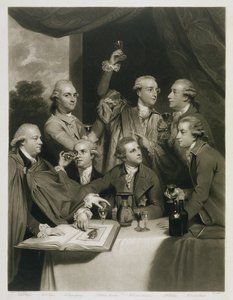 Sir William Hamilton (1730-1803) med andre kjennere, møte i Society of Dilettanti av Joshua Reynolds