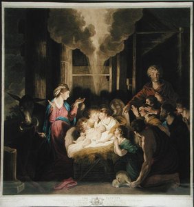 The Nativity, tegnet av Josiah Boydell og gravert av GJ & J.G Fracius (fargegravering)