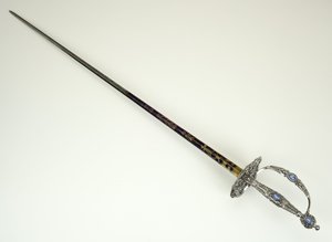 Smallsword, ca. 1790 (fasettert, polert, blånet og forgylt stål med jern- og jaspisvarer)