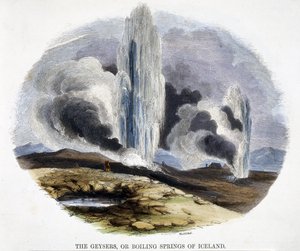 Geysirene, eller Islands kokende kilder, fra Phenomena of Nature, 1849