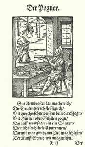 The Crossbow Maker (gravering) av Jost (after) Amman