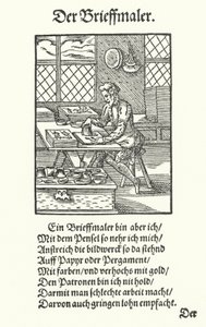 The Manuscript Illuminator (gravering) av Jost (after) Amman