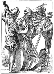 En fiolinist og to cellister, 1500-tallet 1849. av Jost Amman