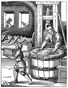 Papirmakeren, 1500-tallet, 1870 av Jost Amman