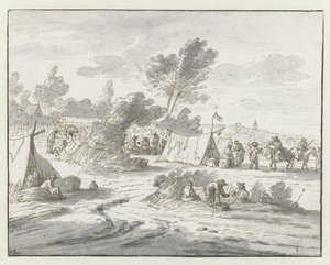 Utsikt over et leir av Army of Willem III nær Lembeek, Flamsk-Brabant