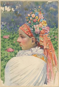 Slovakisk Brudepar Uprka, Joza (1861-1940). Olje på lerret, størrelse: 54,8x37 av Joža Uprka
