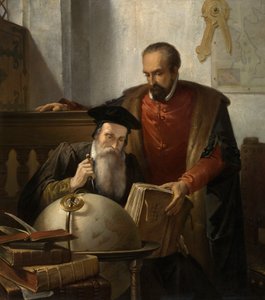 Mercator og Ortelius (olje på lerret) av Jozef (1816 88) Bellemans