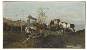 Samtale ved brønnen, 1877 av Jozef Brandt