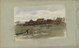 Hus ved en dike av Jozef Israëls